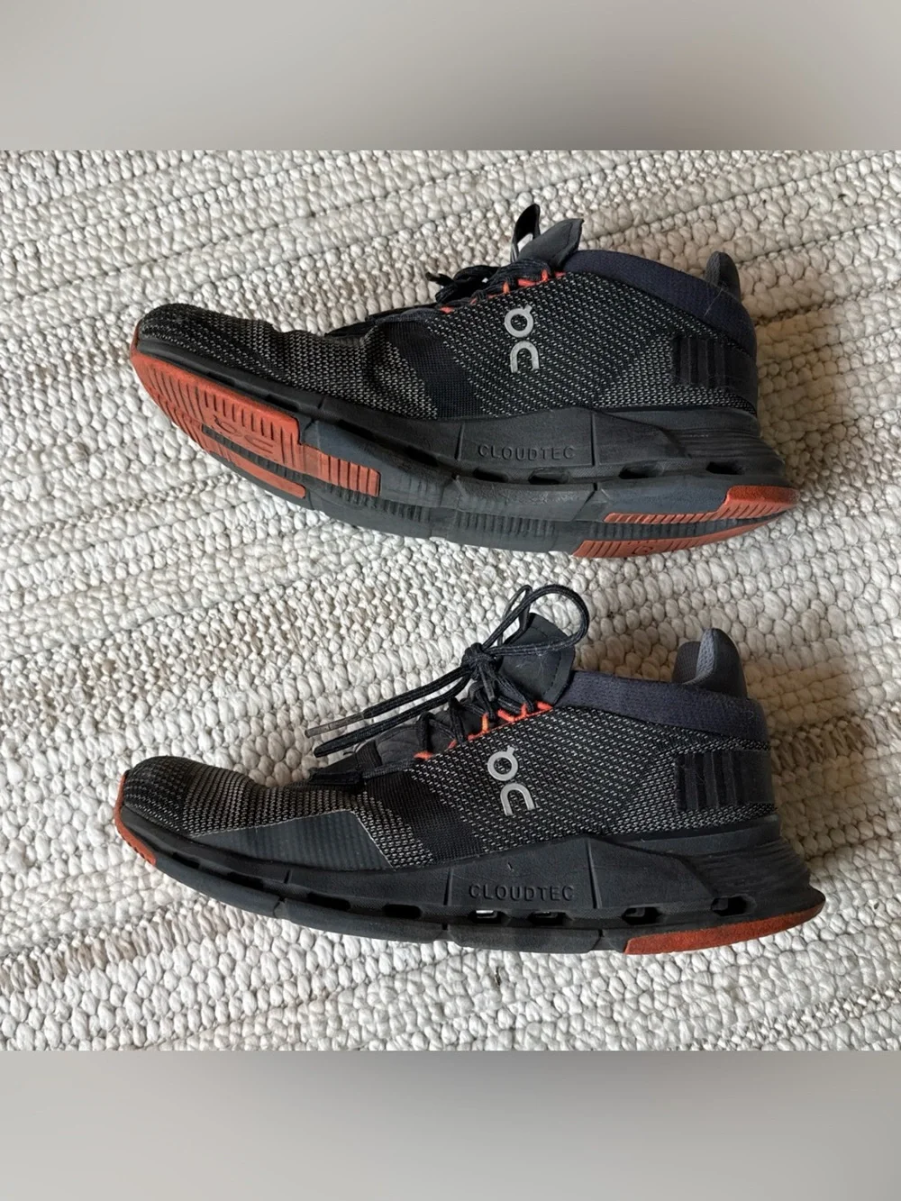Men's Running Black/Red Flame ON CLOUD Cloudnova CloudTec OC Shoes Size 7.5